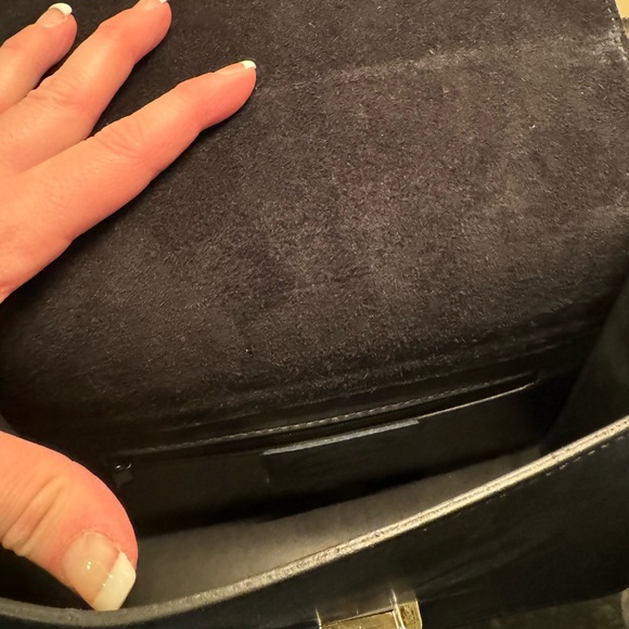 Black Shoulder Bag-Italian Leather - Picture 3 of 3